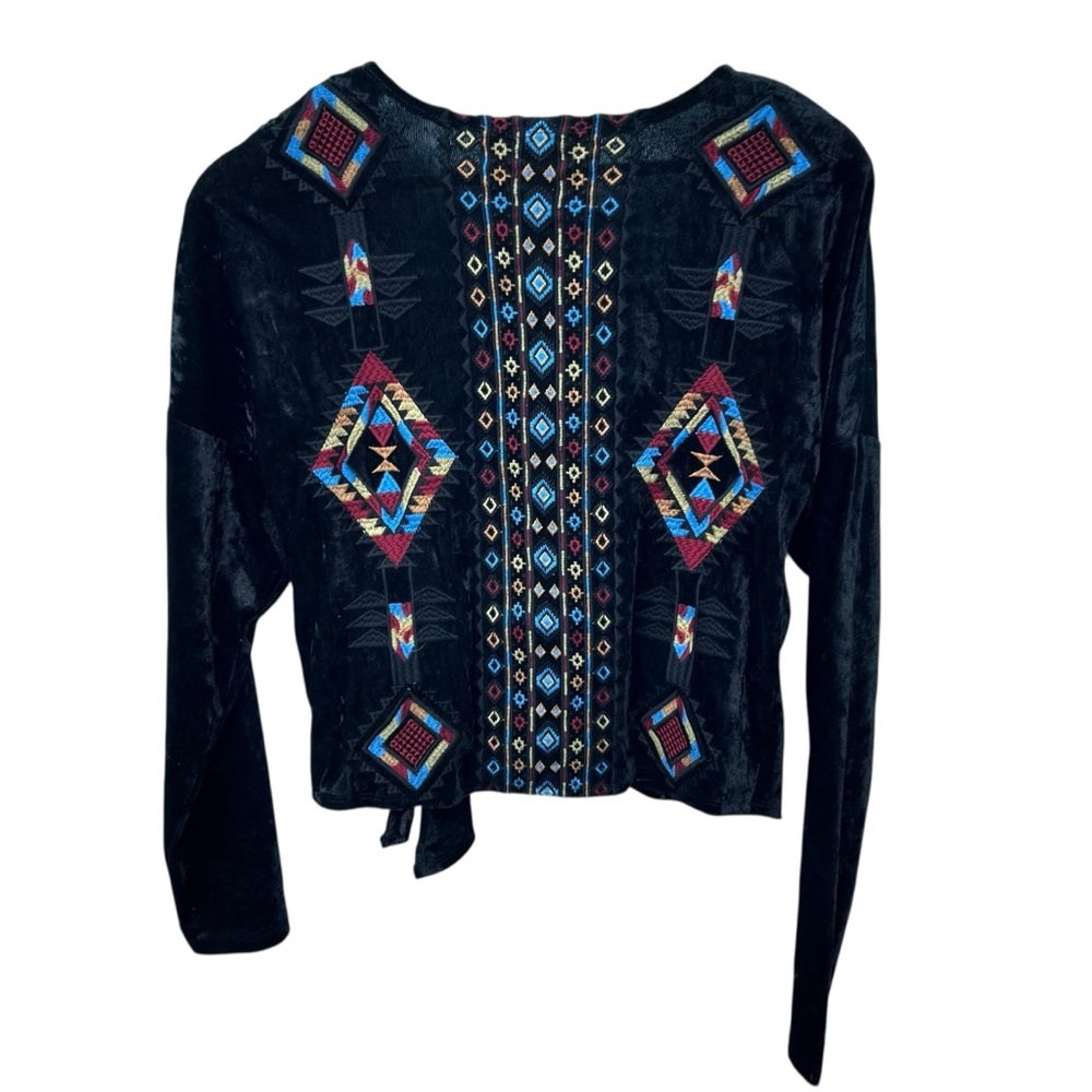 NWT Savanna Jane Black Cardigan with Colorful Embroidery Size Small